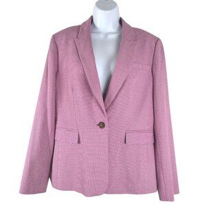 J. Crew Houndstooth Peplum Back Blazer Jacket Size 14‎ Vintage Fuchsia CJ-1940
